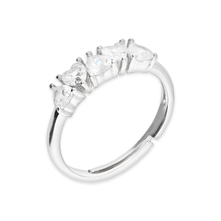 Pierścionek srebrny cyrkonie w kształcie serc/regulowany NI ANZ00035 ROD próba 925