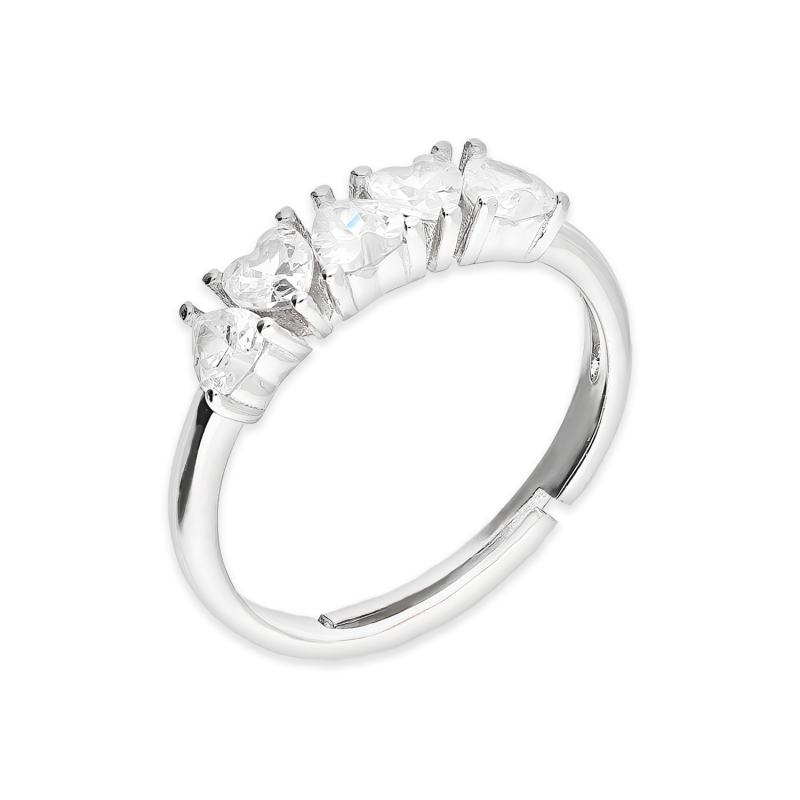 Pierścionek srebrny cyrkonie w kształcie serc/regulowany NI ANZ00035 ROD próba 925