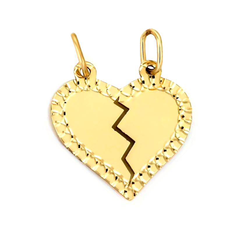 Złote serduszko łamane z grawerem pr. 585 - JubilerSezam.pl