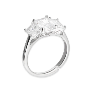 Pierścionek srebrny trzy białe cyrkonie bagiety NI ANZ00037 ROD próba 925