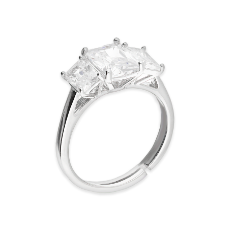 Pierścionek srebrny trzy białe cyrkonie bagiety NI ANZ00037 ROD próba 925