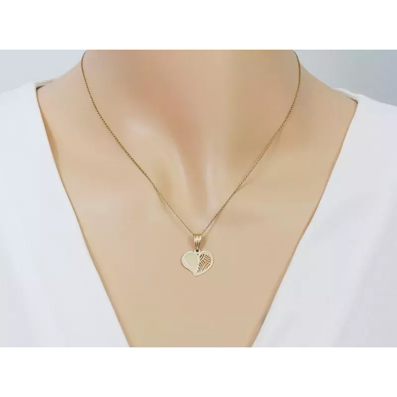 Serduszko złote w połowie gładkie w połowie ażurowe CI 7379 próba 585