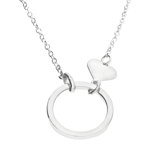 Naszyjnik srebrny koło ramka i serce/anker NI BRN37713-GIA14902 ROD próba 925