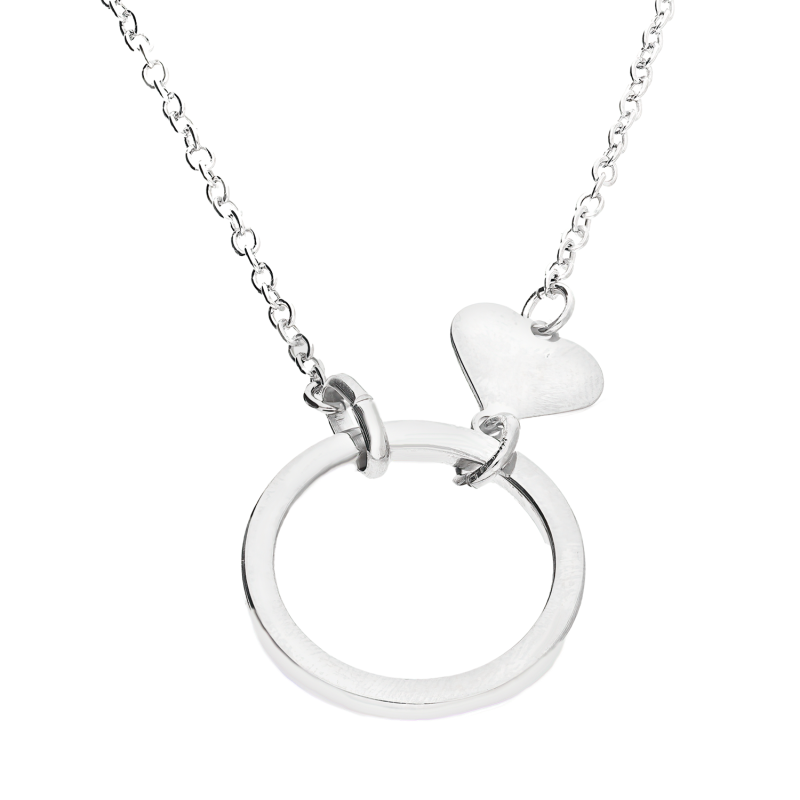 Naszyjnik srebrny koło ramka i serce/anker NI BRN37713-GIA14902 ROD próba 925