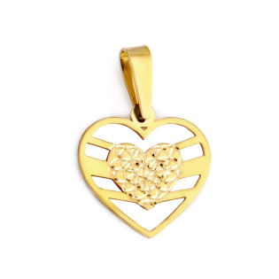 Serduszko złote z paskami i grawerowanym sercem CI 7394 próba 585