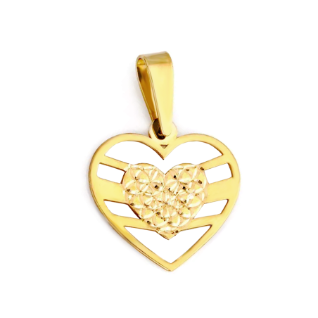 Serduszko złote z paskami i grawerowanym sercem CI 7394 próba 585