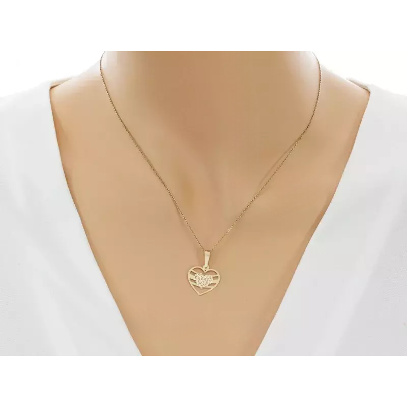 Serduszko złote z paskami i grawerowanym sercem CI 7394 próba 585