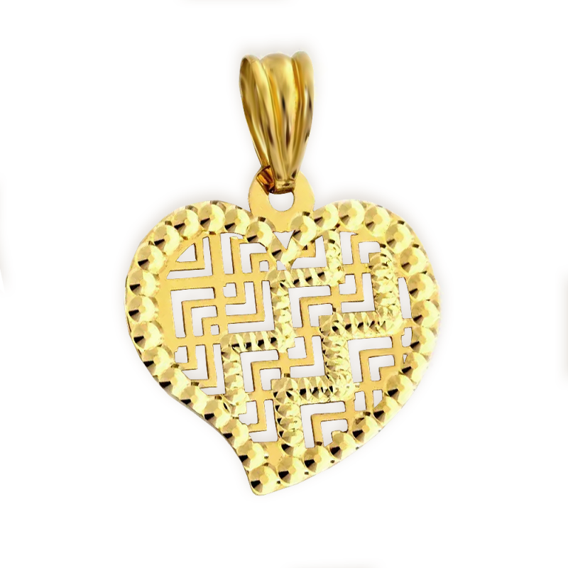 Złote ażurowe serduszko z zygzakami pr. 585 - JubilerSezam.pl