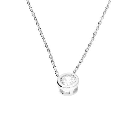 Naszyjnik srebrny cyrkonia 4 mm w okrągłej oprawie/anker NI CY4MMGO-ANK+R ROD próba 925
