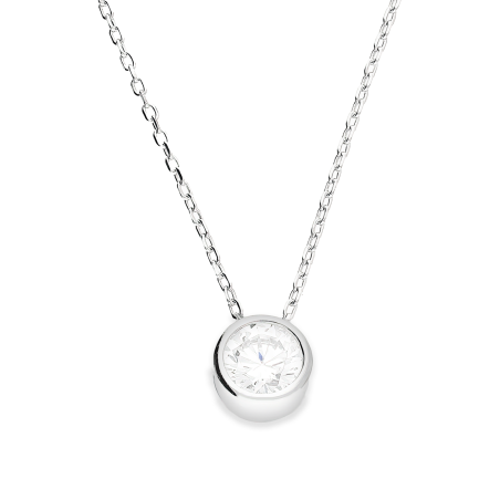 Naszyjnik srebrny cyrkonia 5 mm w okrągłej oprawie/anker NI CY5MMGO-ANK+R ROD próba 925