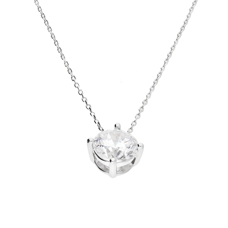 Naszyjnik srebrny biała cyrkonia w czterech łapkach/anker NI CY8MM4Ł-ANK+R ROD próba 925