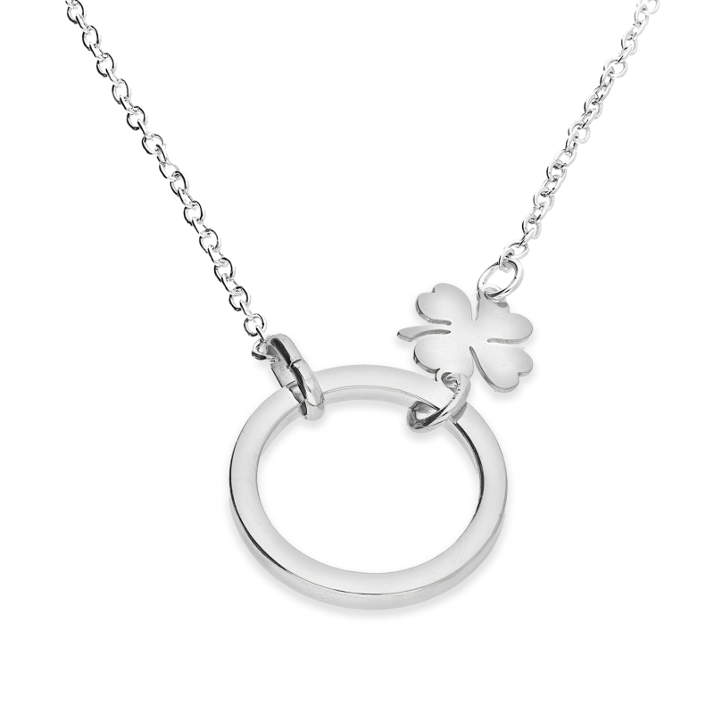 Naszyjnik srebrny koło i koniczynka/anker NI GIA14903 ROD próba 925