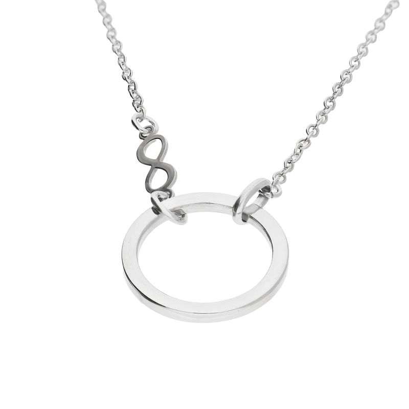 Naszyjnik srebrny koło ramka i infinity/anker NI GIA14904 ROD próba 925