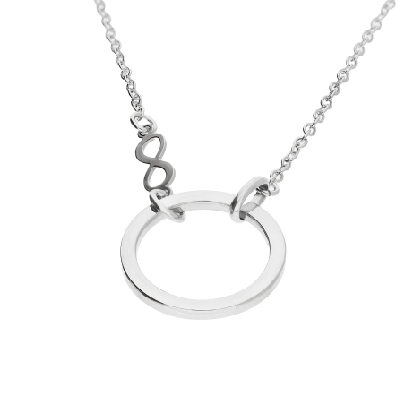 Naszyjnik srebrny koło ramka i infinity/anker NI GIA14904 ROD próba 925
