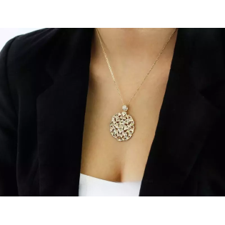 Zawieszka złota koło z ażurowymi trójkątami z cyrkoniami CI 7465 próba 585