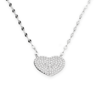 Naszyjnik srebrny serce z cyrkoniami/blaszki NI GIZ00081 ROD próba 925