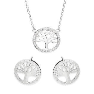 Srebrny Komplet Drzewko z Cyrkoniami pr. 925 - JubilerSezam.pl