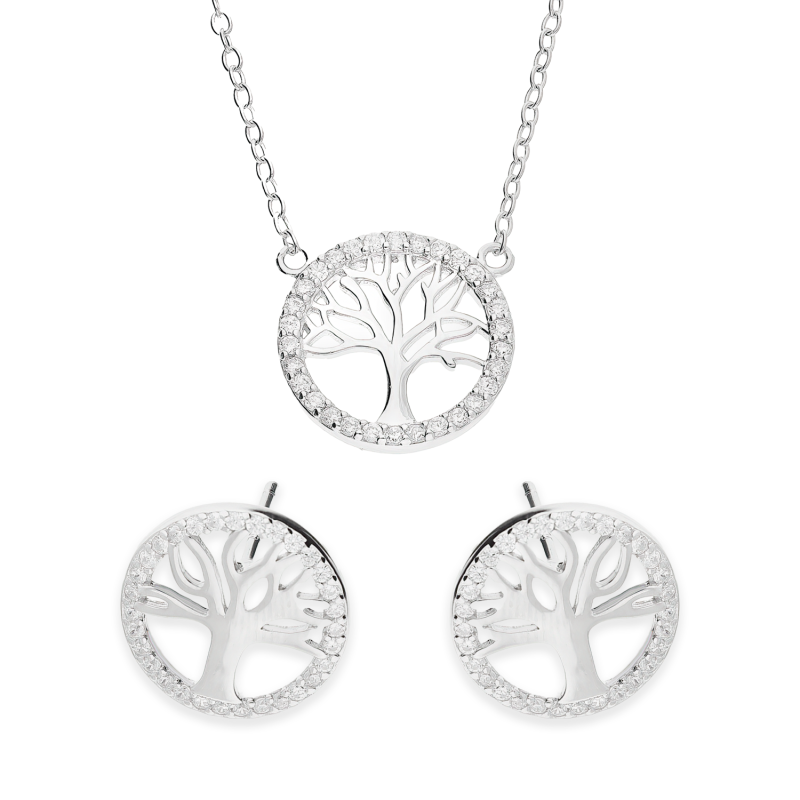 Srebrny Komplet Drzewko z Cyrkoniami pr. 925 - JubilerSezam.pl