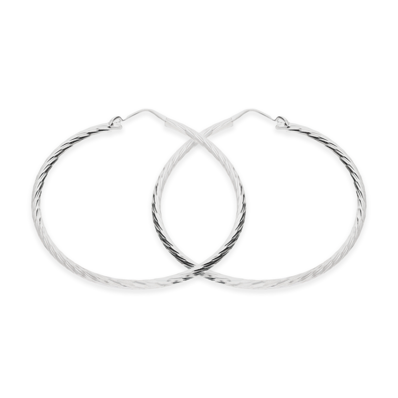 Kolczyki srebrne kółka szarniry 45mm grawerowane NI KSZ-40mm-2,00 dis ROD próba 925