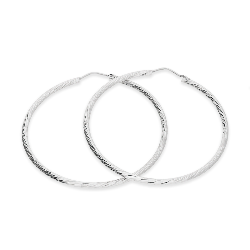 Kolczyki srebrne kółka szarniry 45mm grawerowane NI KSZ-45mm-2,00 dis ROD próba 925