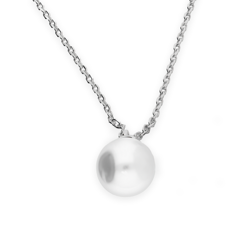 Naszyjnik srebrny z białą perłą i cyrkonią/anker NI ORZ00086-GIZ00089 ROD próba 925