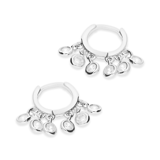 Kolczyki srebrne koło z wiszącymi cyrkoniami/zatrzask NI ORZ00119 ROD próba 925