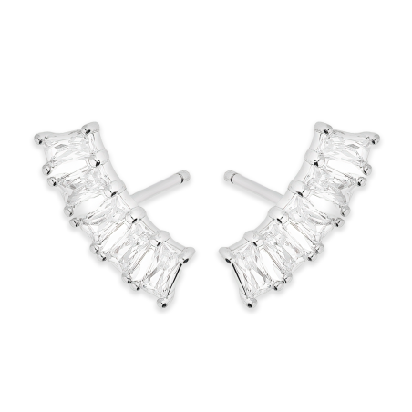 Kolczyki srebrne białe cyrkonie w formie bagiet x5/sztyft NI ORZ00187 ROD próba 925