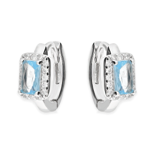 Kolczyki srebrne koło z j.niebieską i białymi cyrkoniami/zatrzask NI ORZ00203 ROD AZ próba 925