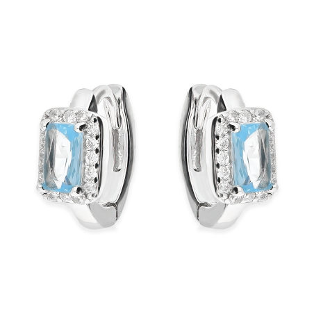 Kolczyki srebrne koło z j.niebieską i białymi cyrkoniami/zatrzask NI ORZ00203 ROD AZ próba 925