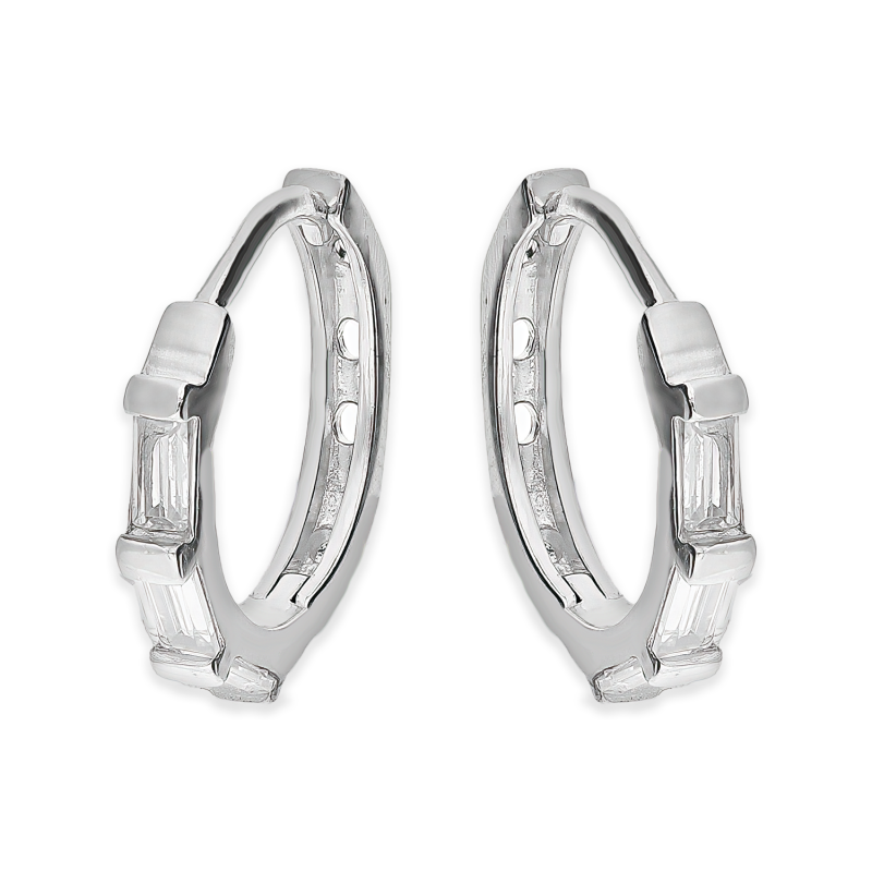 Kolczyki srebrne koło z białymi cyrkoniami/zatrzask NI ORZ00218 ROD próba 925