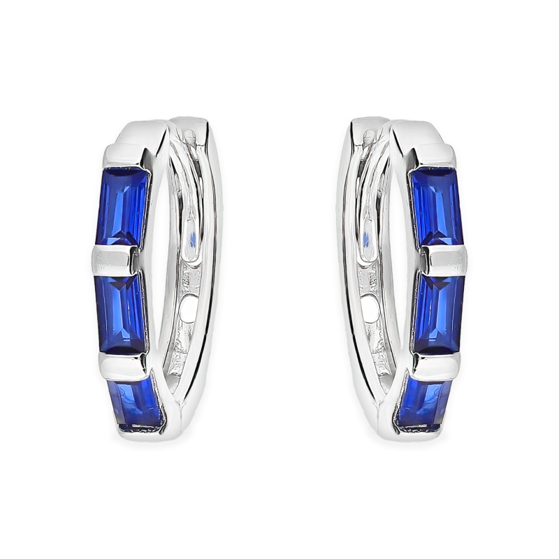 Kolczyki srebrne koło 10 mm z c.niebieskimi cyrkoniami/zatrzask NI ORZ00220 ROD próba 925