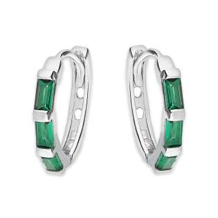 Kolczyki srebrne koło 10 mm z zielonymi cyrkoniami/zatrzask NI ORZ00221 ROD próba 925