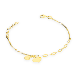 Pozłacana Bransoletka Srebrna Dwa Serca - JubilerSezam.pl