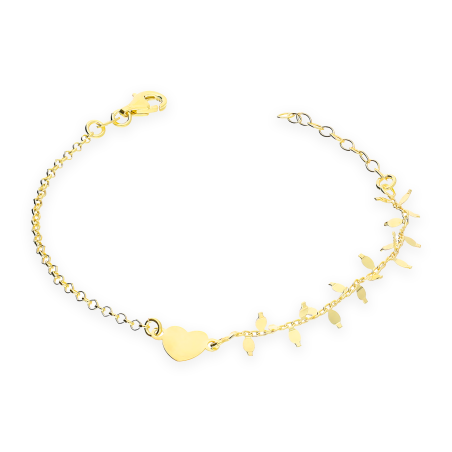 Bransoleta pozłacana gładkie serce i blaszki na ankerze/rolo NI XBR14373 GOLD próba 925