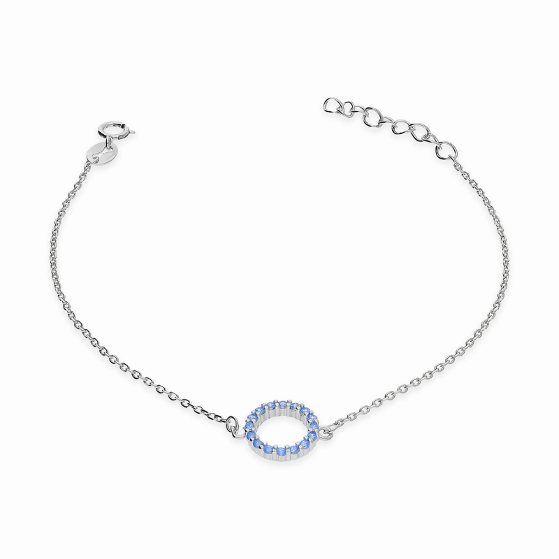 Bransoleta srebrna koło z niebieskimi cyrkoniami/anker PW HS1662 niebieski próba 925