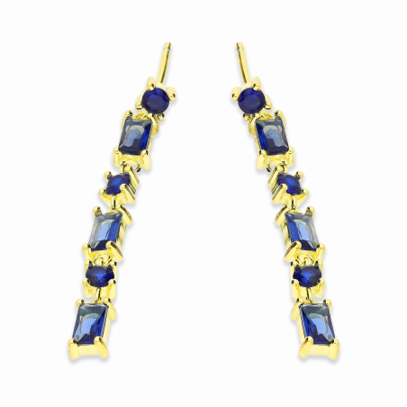 Kolczyki pozłacane z szafirowymi cyrkoniami/sztyft PW468-1 GOLD szafir próba 925