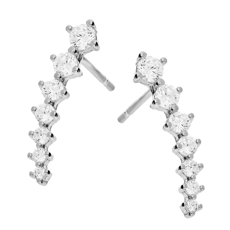 Kolczyki srebrne białe cyrkonie narastająco/sztyft PW549 ROD próba 925
