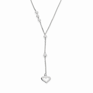 Naszyjnik srebrny z białymi perłami i serduszkiem/anker PW633 próba 925