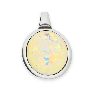 Zawieszka srebrna biały opal jubilerski w owalnej oprawie SZ122m próba 925