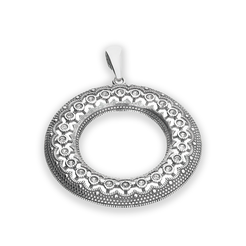 Srebrna zawieszka ażurowa z cyrkoniami pr. 925 - JubilerSezam.pl