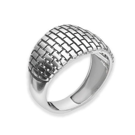 Pierścionek srebrny żłobiona blaszka z cegiełkami SZ316 próba 925