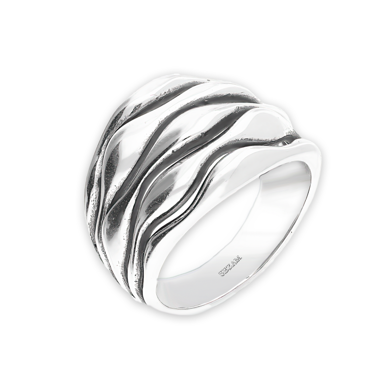 Pierścionek srebrny pięć gładkich fal SZ336 próba 925