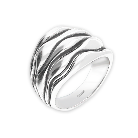 Pierścionek srebrny pięć gładkich fal SZ336 próba 925
