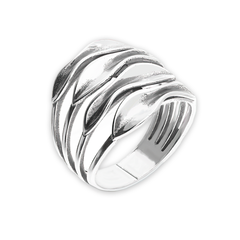 Pierścionek srebrny cztery gładkie fale SZ337 próba 925
