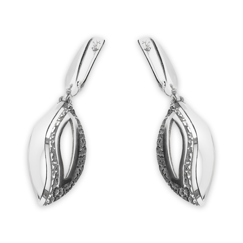 Kolczyki srebrne fala z młotkowaniem/ang.zap. SZ339 próba 925