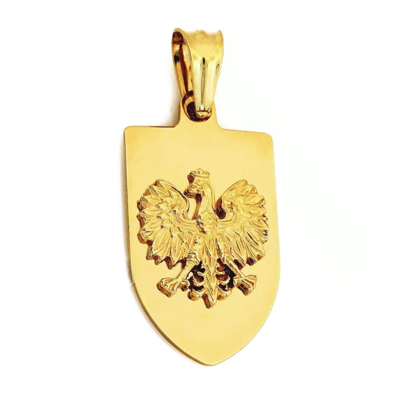 Zawieszka złota orzeł w koronie na gładkiej blaszce CI 7630 próba 585