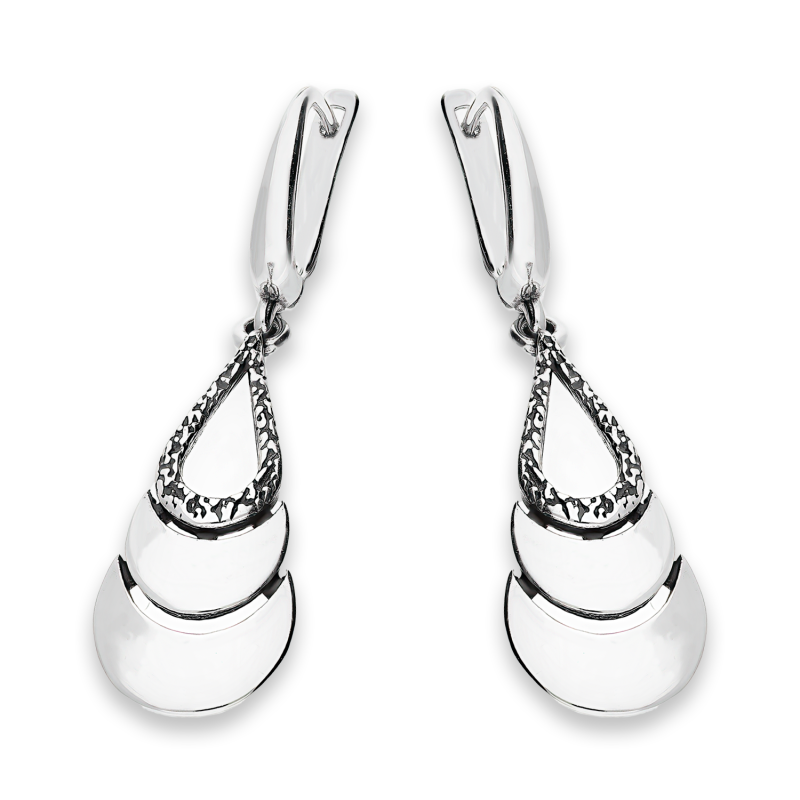 Kolczyki srebrne półksiężyce i młotkowana kropla/ang.zap. SZ340 próba 925