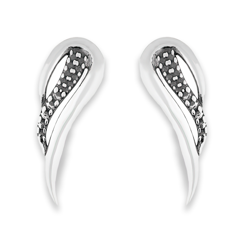 Kolczyki srebrne na płatek tłoczone skrzydło SZ341 próba 925