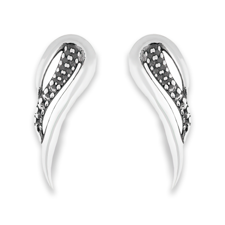 Kolczyki srebrne na płatek tłoczone skrzydło SZ341 próba 925
