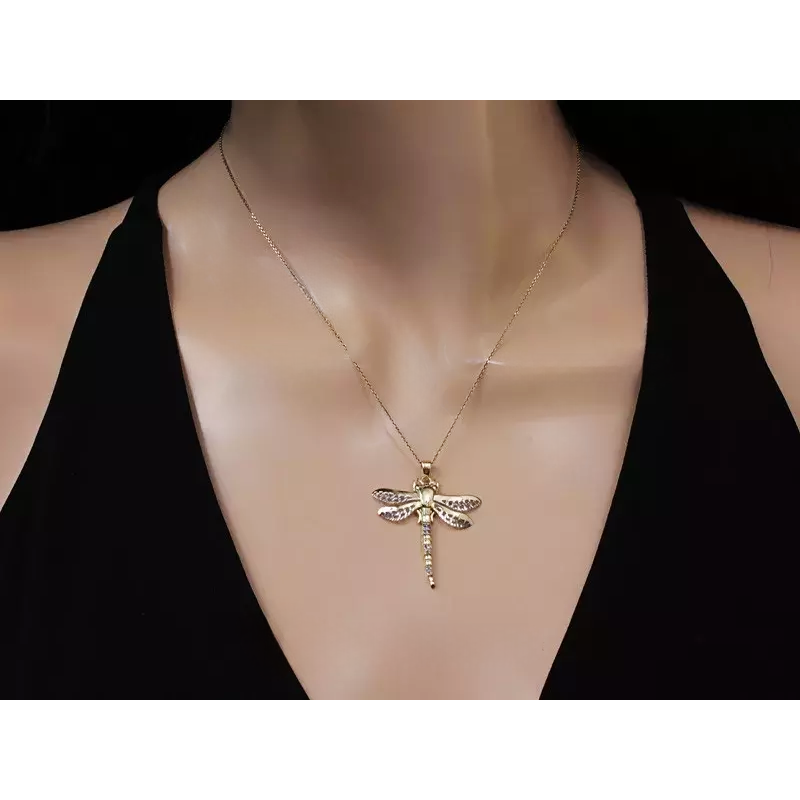 Zawieszka złota ażurowa ważka w dwóch kolorach CI 3656A próba 375